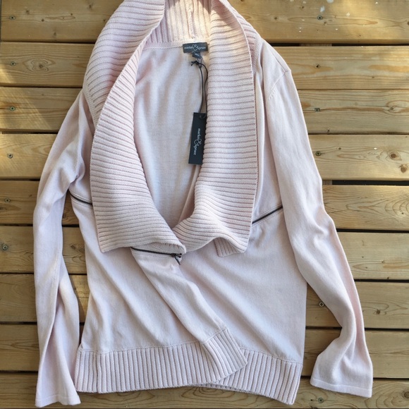 NWT market & spruce pink ribbed zipper cardigan - Picture 2 of 7